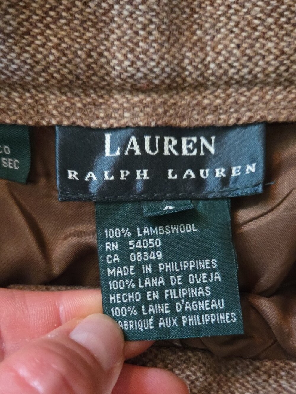 Lauren Ralph Lauren Pleated High-Rise Vintage Trousers in Brown Tweed - Picture 2 of 9